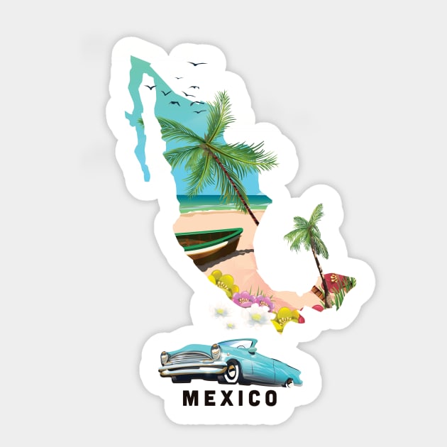 Mexico travel map Sticker by nickemporium1